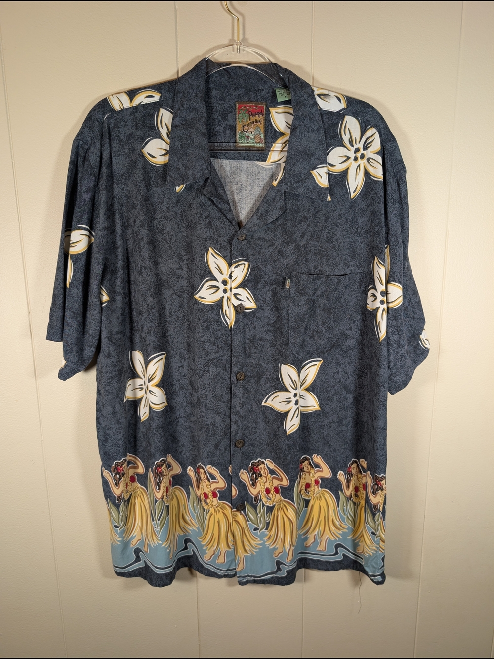 Original Collection Hawaiian Shirt Hula Girl Floral Button Down Size XL